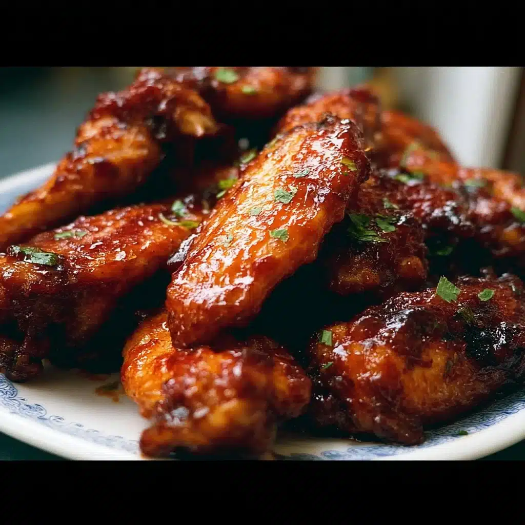 Delicious BBQ Chicken Wings served on a platter with dipping sauce