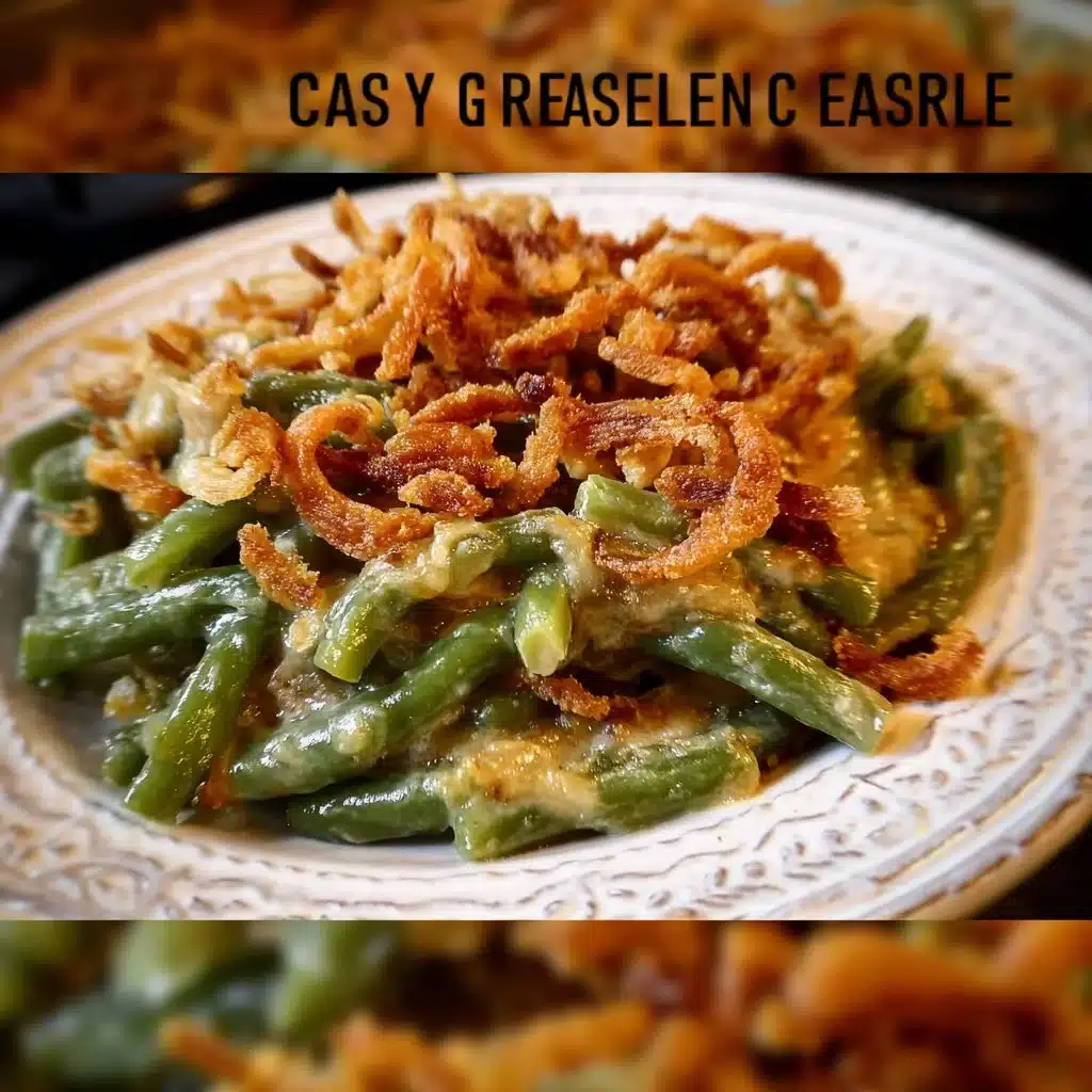 Delicious Campbell's Green Bean Casserole topped with crispy onions