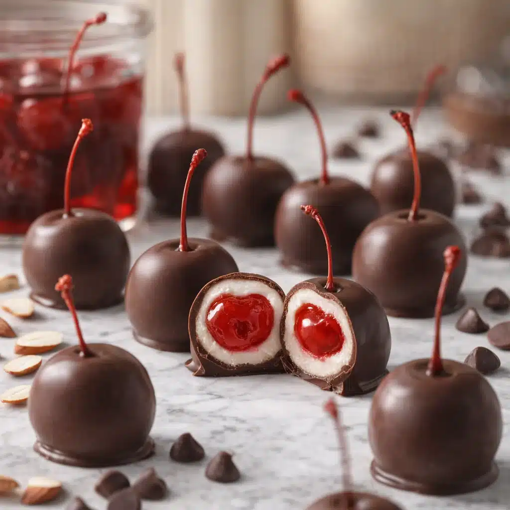 Chocolate-covered cherries with almond-flavored candy centers