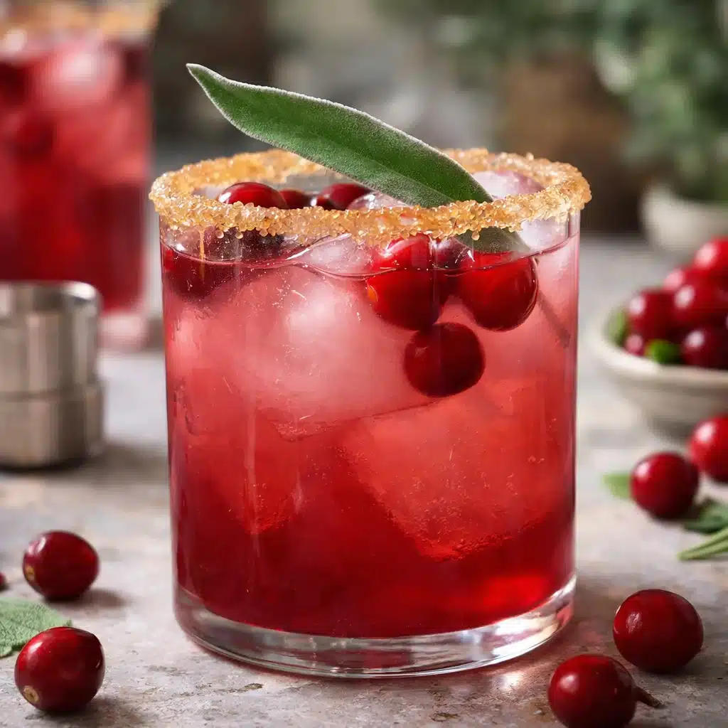Refreshing Cranberry Margarita cocktail garnished with lime and cranberries.