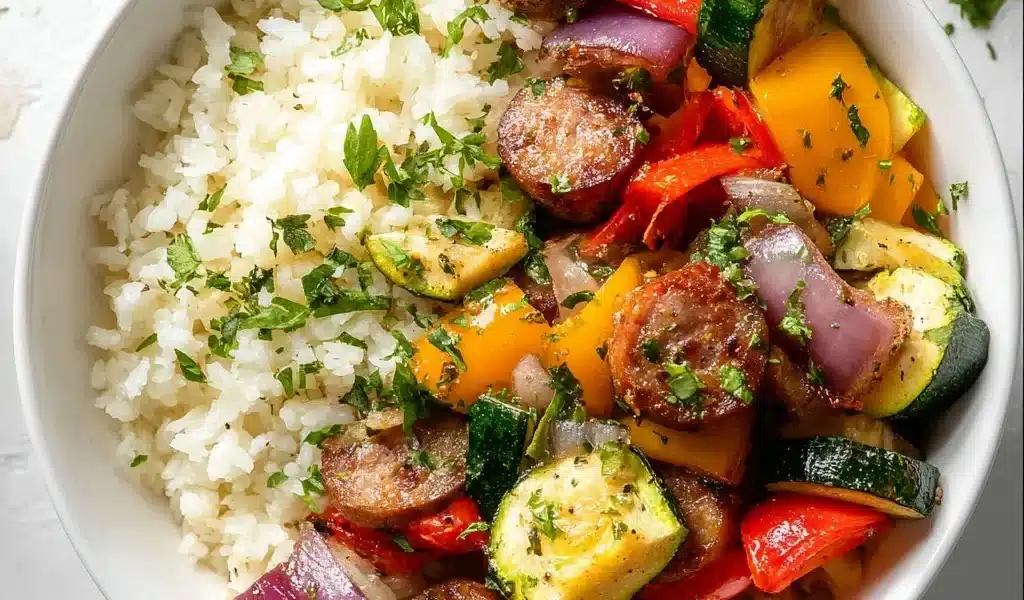 10 Minute Air Fryer Chicken Sausage and Veggies 8 10 minute air fryer chicken sausage with vibrant veggies in the air fryer