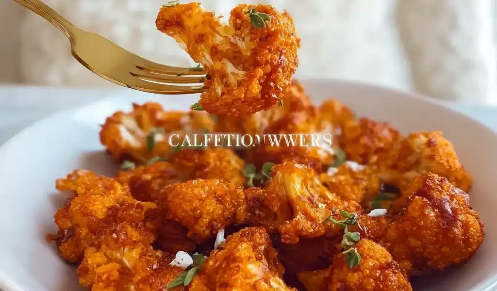 Air Fried Cauliflower Buffalo Wings served with a spicy dipping sauce