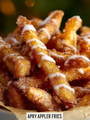 Air Fryer Apple Fries: The Perfect Crispy Snack Recipe 11 Crispy air fryer apple fries served on a plate with cinnamon dip