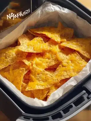 Air Fryer Nachos: Quick, Delicious Snack Recipe 1 Delicious Air Fryer Nachos topped with cheese, jalapeños, and salsa.