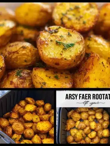 Crispy air fryer roasted potatoes served in a bowl