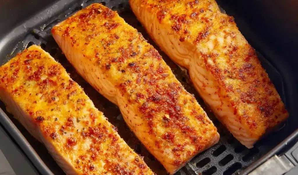 Air Fryer Salmon Recipe: Quick, Delicious, and Healthy 8 Delicious air fryer salmon fillet garnished with herbs