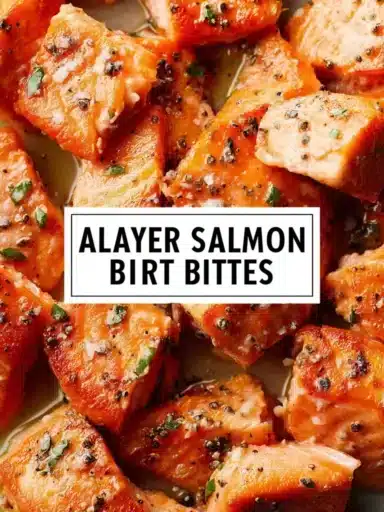 Crispy air fryer salmon bites served with lemon garlic butter sauce