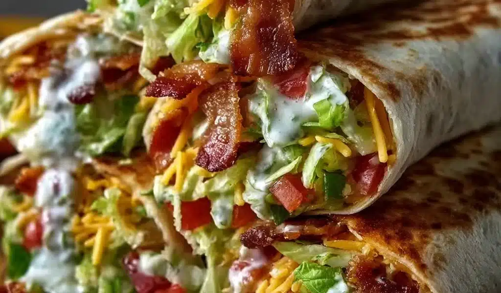 Cheesy Bacon Ranch Wraps: Easy and Delicious Recipe 8 Cheesy bacon ranch wraps made with fresh ingredients and crispy bacon