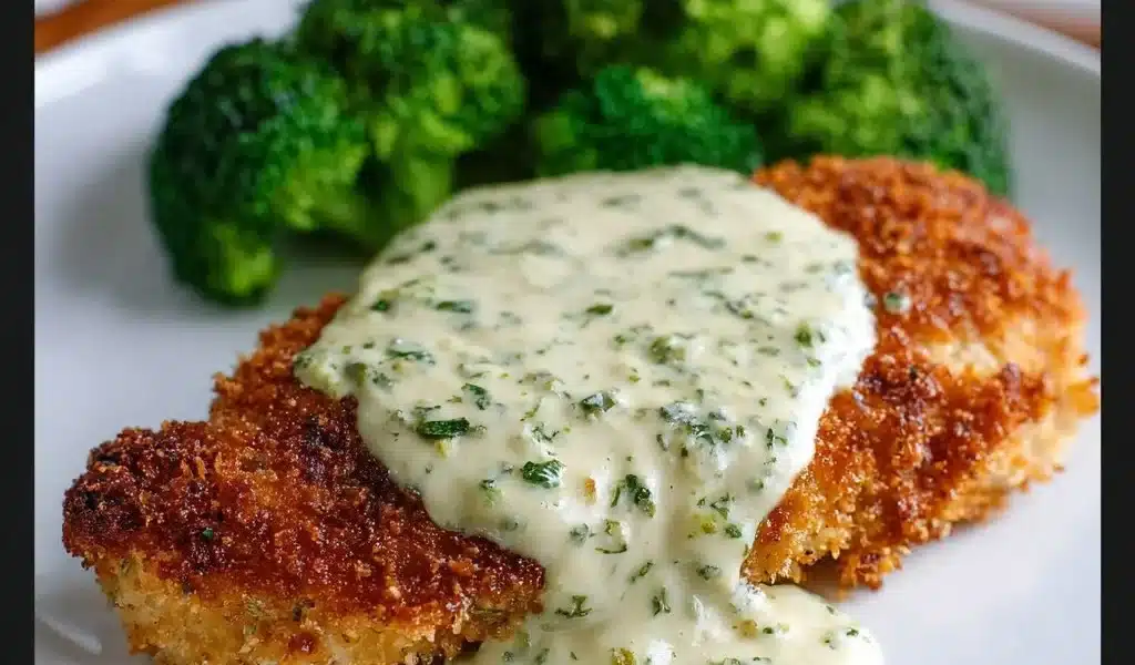 Chicken in Basil Cream Sauce Recipe – A Creamy Delight 8 Delicious chicken in basil cream sauce served on a plate with fresh basil garnish.