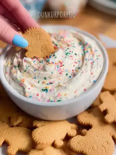 Delicious Dunkaroo Dip served in a bowl with colorful sprinkles