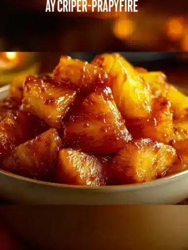 Delicious air fryer caramelized pineapple slices on a plate.