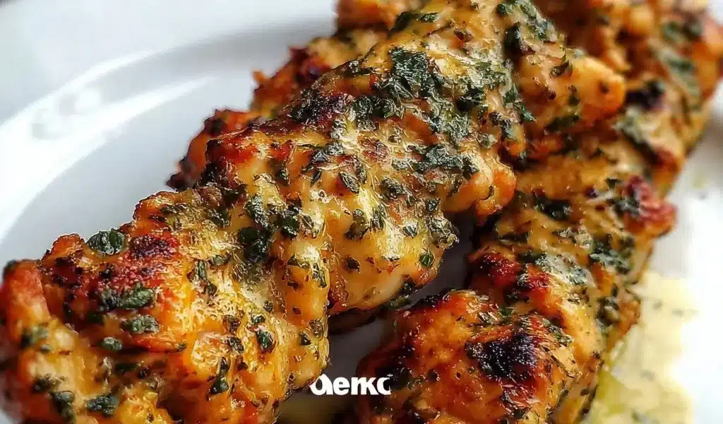 Grilled Garlic Herb Chicken Skewers with fresh herbs and spices