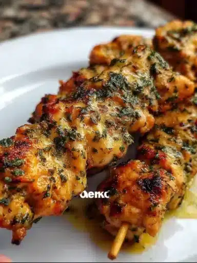 Grilled Garlic Herb Chicken Skewers with fresh herbs and spices