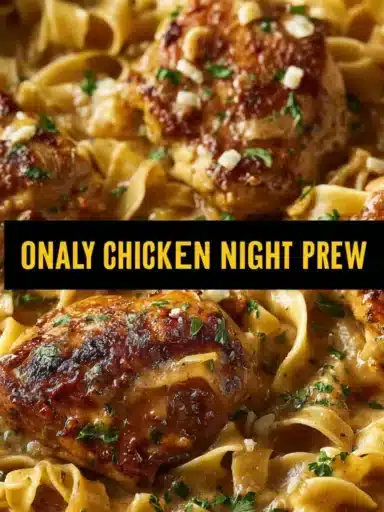 One-Pan Chicken and Buttered Noodles dish ready to serve