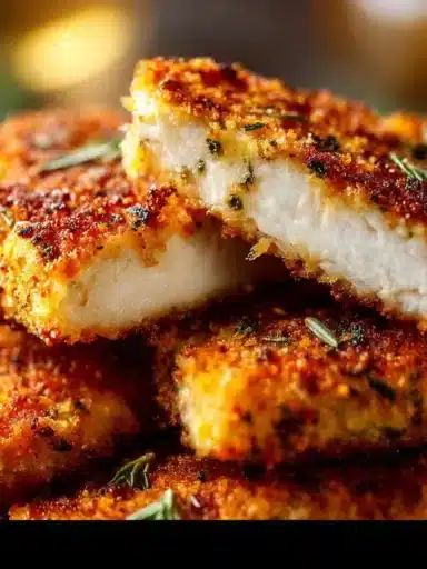 Delicious Parmesan Baked Pork Chops on a serving plate