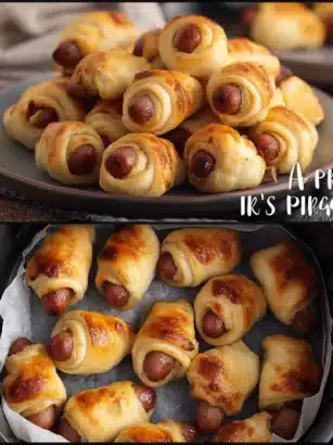 Irresistible Pigs in a Blanket Recipe: 7 Delicious Snack Ideas 3 Platter of homemade pigs in a blanket, a tasty appetizer for parties.