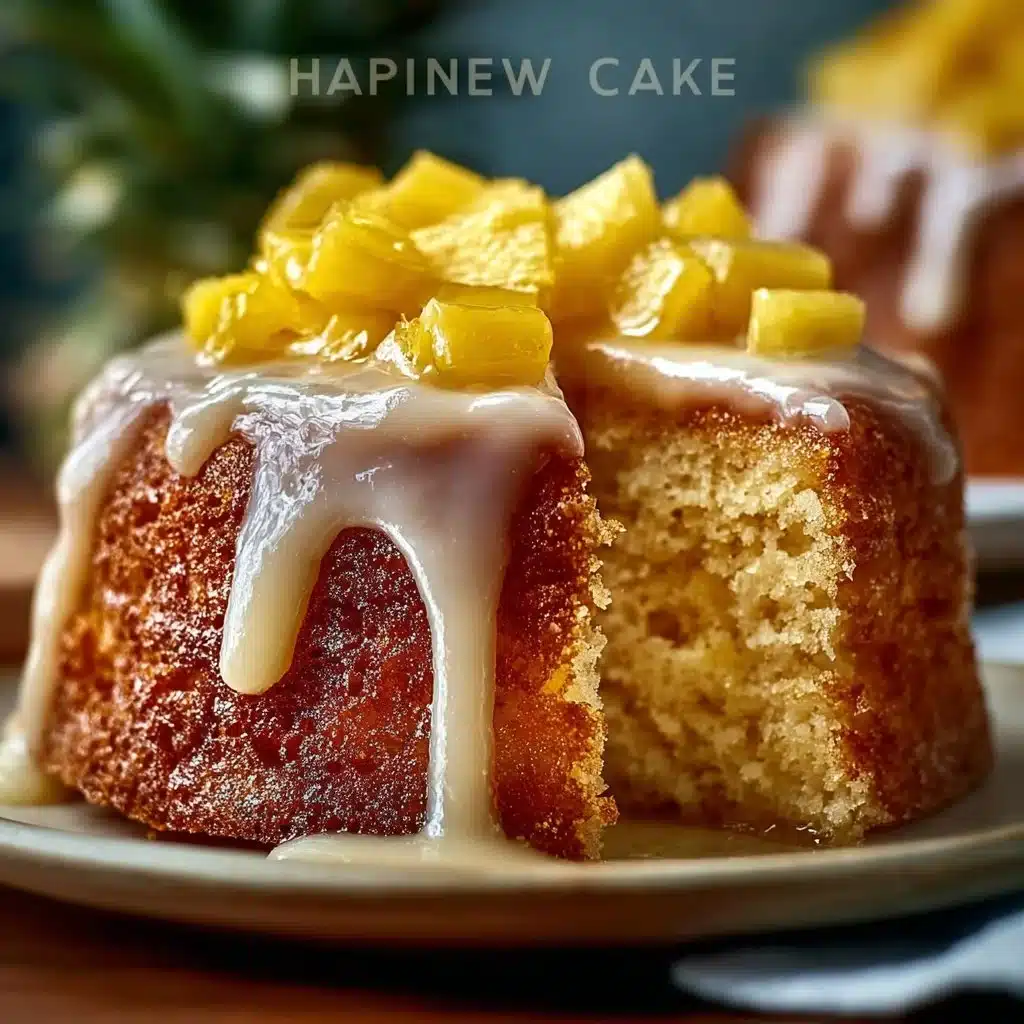 Delicious Pineapple Heaven Cake topped with fresh pineapple and whipped cream