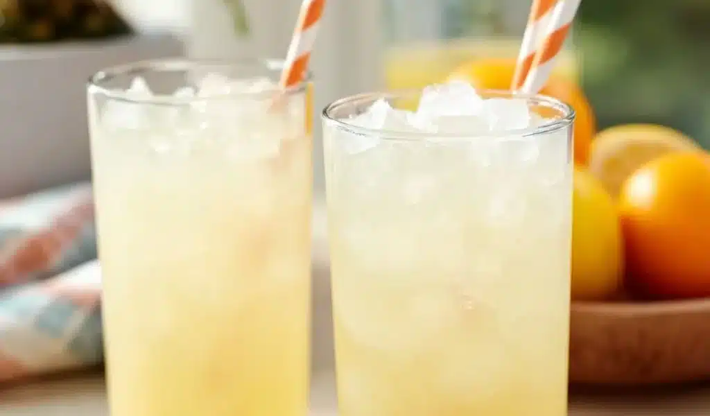 A refreshing glass of homemade pineapple lemonade with fresh pineapple slices