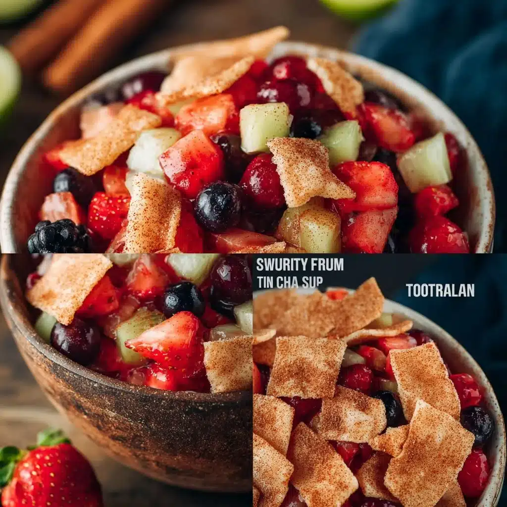 Sweet Fruit Salad with Cinnamon Sugar Tortilla Chips