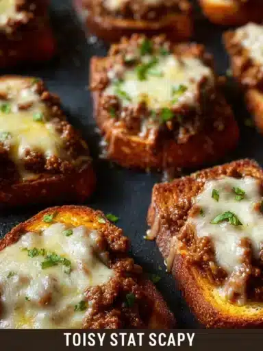 Texas Toast Sloppy Joes served on a plate with toppings