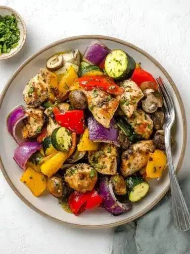 10 Minute Air Fryer Roasted Chicken with Vegetables Recipe