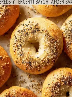Air Fryer Bagels: Quick, Easy, and Delicious 4 Homemade Air Fryer Bagels fresh out of the air fryer with toppings