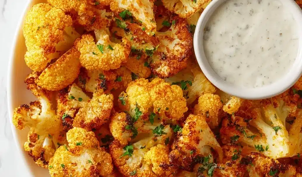 Air Fryer Cauliflower Recipe | Crispy and Delicious 8 Delicious air fryer cauliflower served in a white bowl