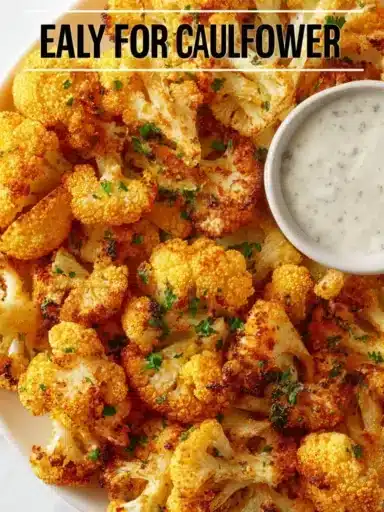 Delicious air fryer cauliflower served in a white bowl