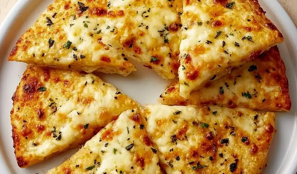 Air Fryer Cheesy Tortilla Garlic Bread - Simple and Delicious Recipe 8 Air Fryer Cheesy Tortilla Garlic Bread with melted cheese and garlic seasoning