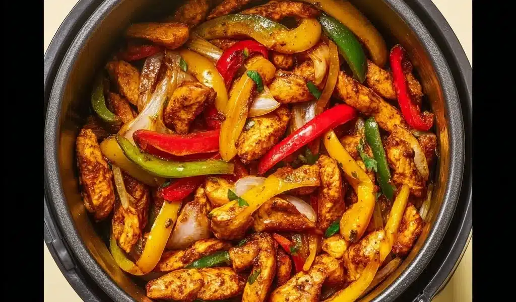 Air Fryer Chicken Fajitas: Easy, Healthy & Flavorful Recipe 8 Air fryer chicken fajitas served with fresh vegetables and tortillas