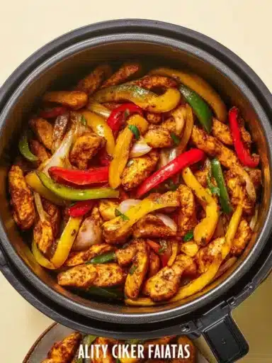 Air fryer chicken fajitas served with fresh vegetables and tortillas