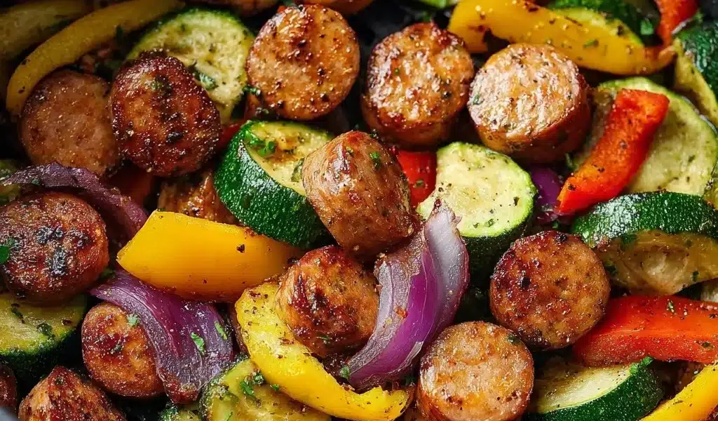 Air Fryer Chicken Sausage and Veggies: Quick and Delicious Meal Idea 8 Air Fryer chicken sausage with colorful veggies in a healthy dish