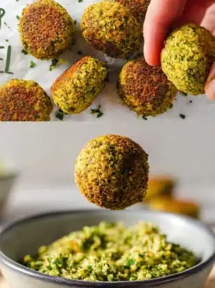 Air Fryer Falafel Recipe: Crispy, Flavorful, and Easy to Make 2 Crispy air fryer falafel served with sauce and fresh vegetables