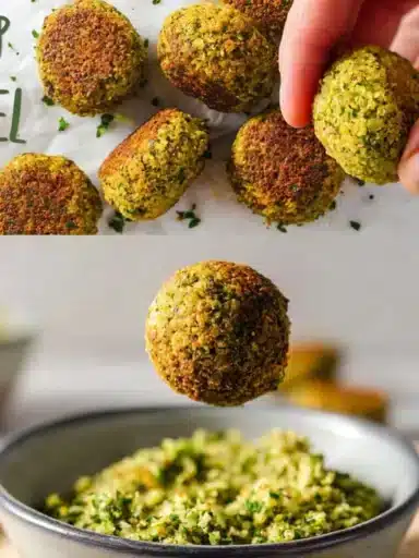 Crispy air fryer falafel served with sauce and fresh vegetables