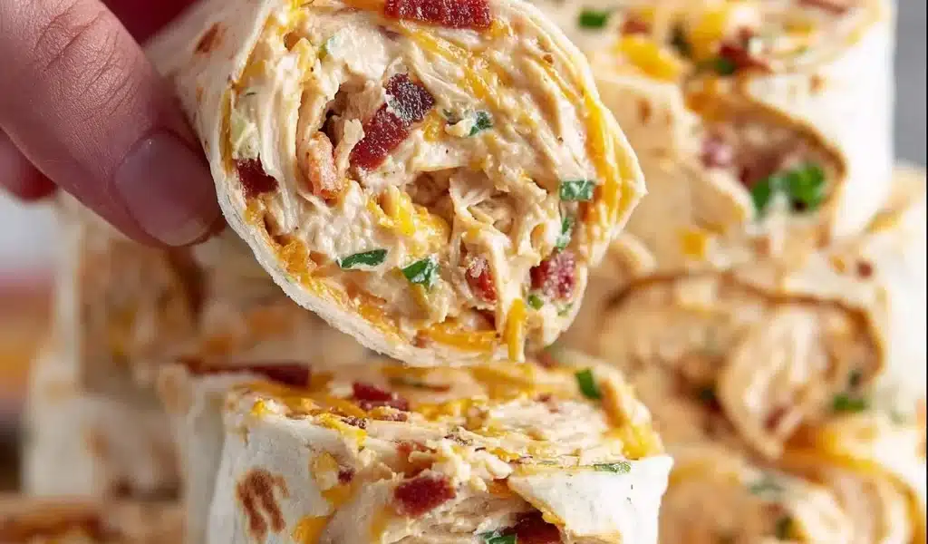 Bacon Cheddar Ranch Pinwheels: Easy Recipe to Impress Guests 8 Bacon Cheddar Ranch Pinwheels filled with cheese and bacon