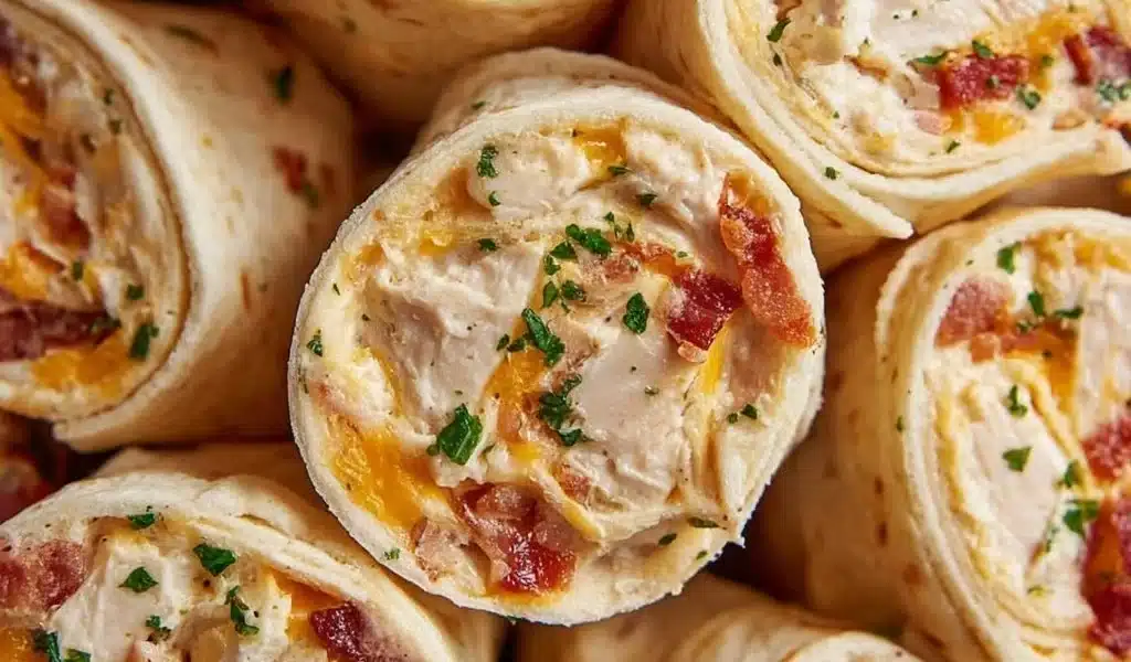 Bacon Ranch Pinwheels | Easy Appetizer Recipe for Parties 1 Delicious Bacon Ranch Pinwheels served as a tasty appetizer for parties.