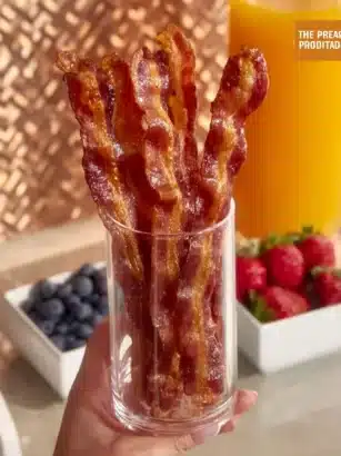 Plate of crispy Bacon Twists ready to serve as snacks or appetizers