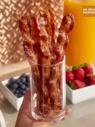 Plate of crispy Bacon Twists ready to serve as snacks or appetizers