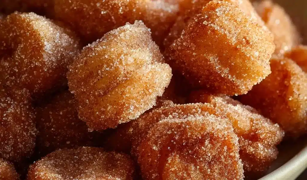 Delicious homemade churro bites coated in cinnamon sugar