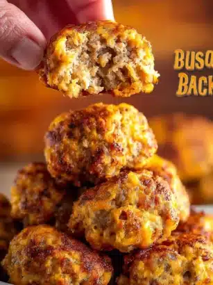 Bisquick Sausage Balls Recipe for Easy Snacking 3 Delicious Bisquick sausage balls on a serving platter