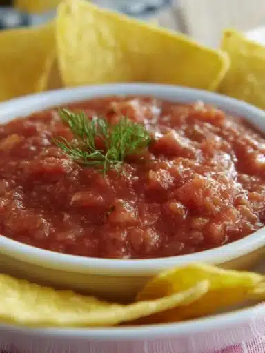 Chili's copycat salsa recipe prepared with fresh ingredients and spices.