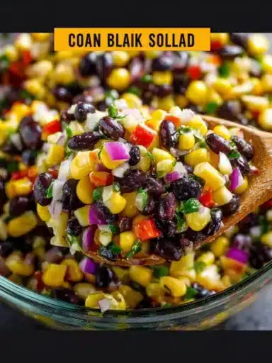 Delicious bowl of Corn and Black Bean Salad with fresh vegetables