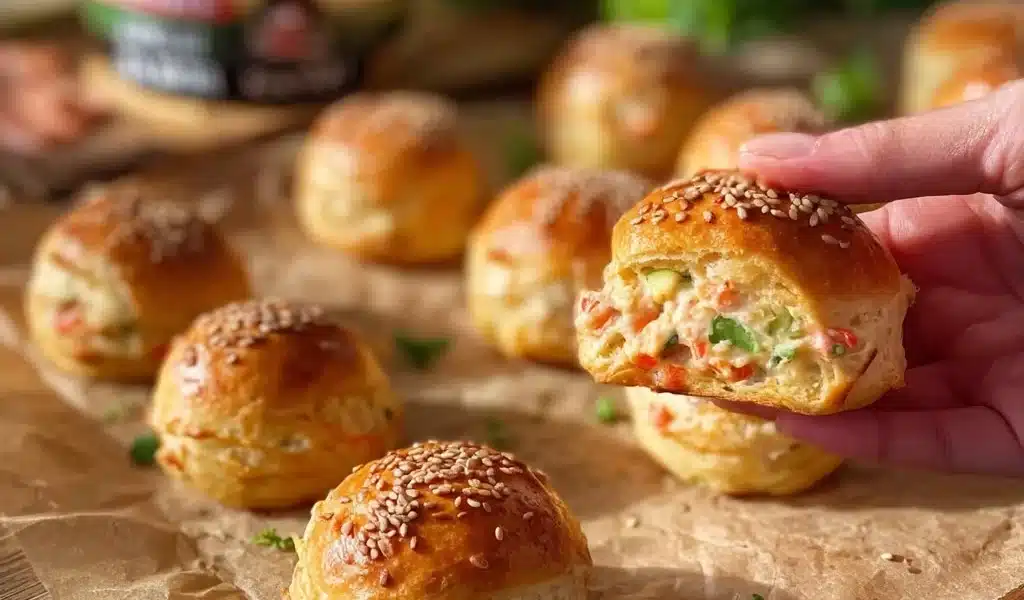 Cream Cheese and Vegetable Puff Pastry Bites: A Delightful Recipe 8 Cream cheese and vegetable puff pastry bites on a platter