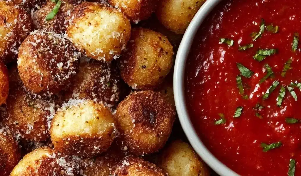 Crispiest Air Fryer Gnocchi 8 Crispy air fryer gnocchi served in a bowl with herbs