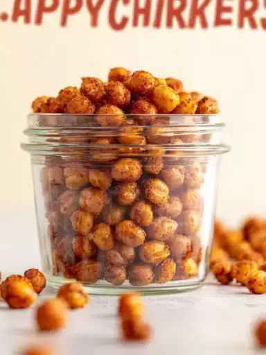 Bowl of crispy air fryer chickpeas ready to enjoy as a snack