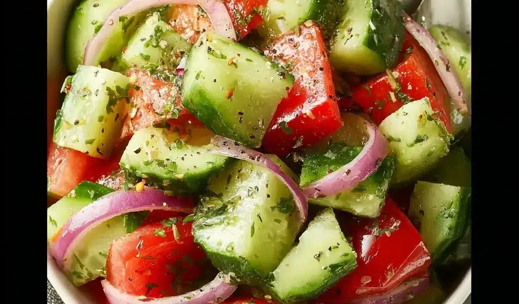 Fresh Cucumber Tomato Salad with vibrant vegetables