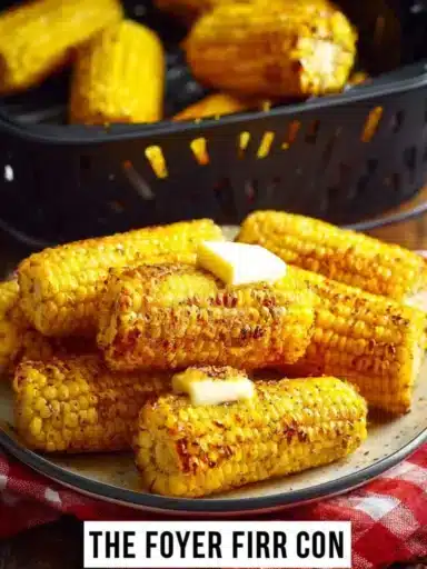 Easiest air fryer corn on the cob recipe, cooked to perfection.