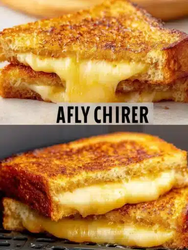 Easy air fryer grilled cheese sandwich with golden crust and melted cheese.