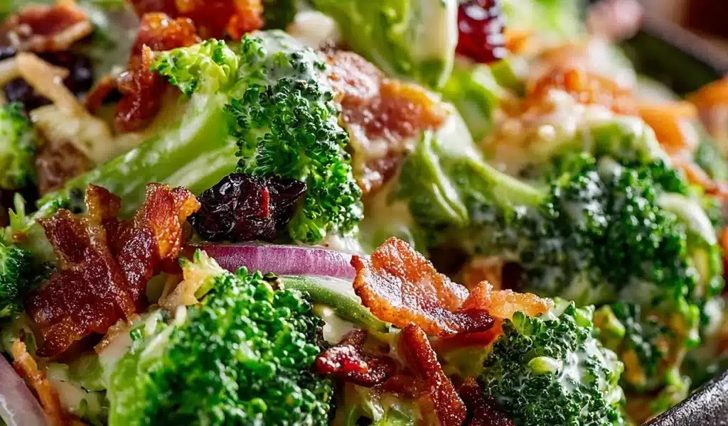 Easy Broccoli Bacon Salad Recipe - Delicious Crunchy Side Dish 6 Easy broccoli bacon salad with crispy bacon and fresh vegetables
