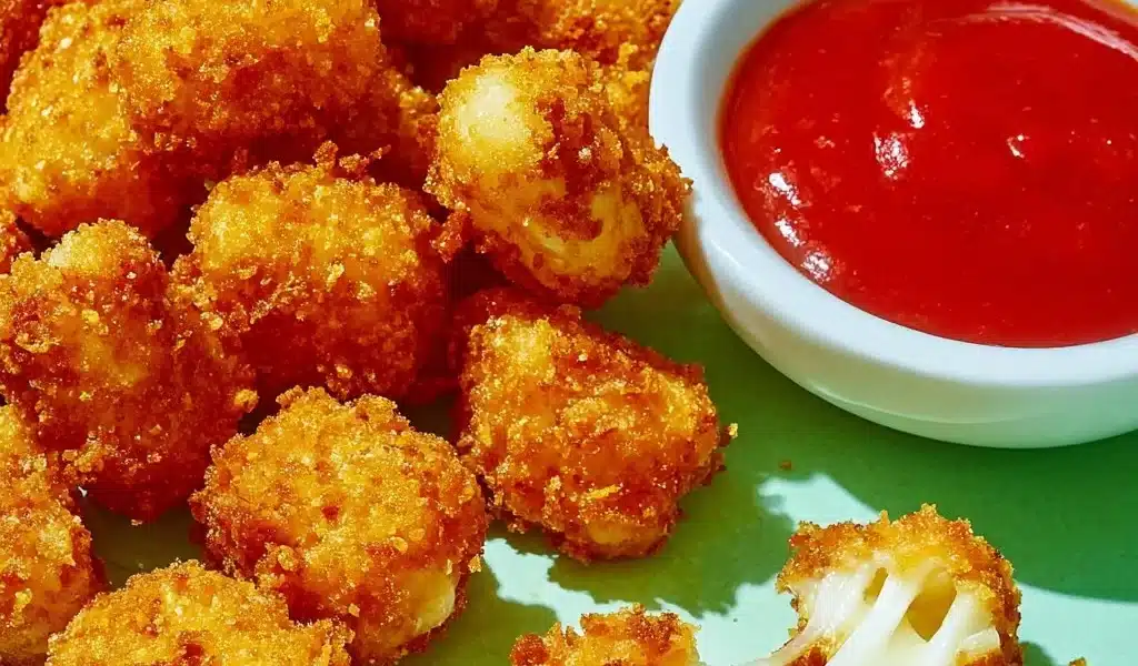 Crispy fried string cheese bites served as a delicious snack.